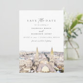 Waterverf Paros Griekenland Skyline Save the Date Kaart (Staand voorkant)