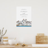 Waterverf Paros Griekenland Skyline Travel Wedding Poster (Keuken)