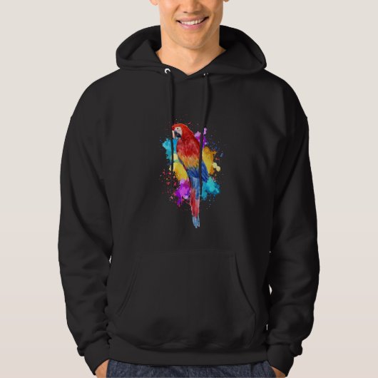 Waterverf Parrot Bird Painting Graphic Hoodie (Voorkant)