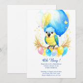 Waterverf Parrot Boy Baby shower Uitnodiging (Voorkant / Achterkant)