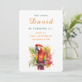 Waterverf Parrot - Verjaardagsuitnodiging Kaart (Staand voorkant)