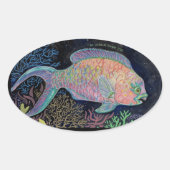 Waterverf Parrotfish Ovale Sticker (Voorkant)
