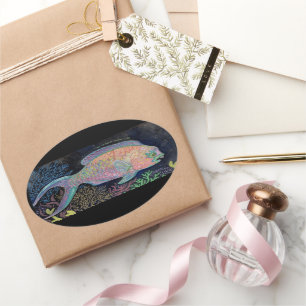 Waterverf Parrotfish Ovale Sticker