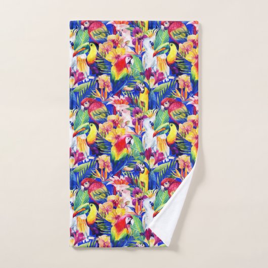 Waterverf parrots bad handdoek (Handdoek)