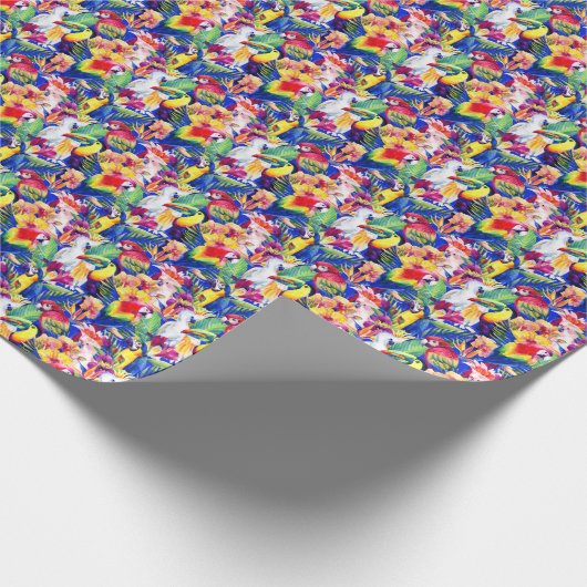 Waterverf parrots cadeaupapier (Hoek)