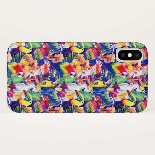 Waterverf parrots Case-Mate iPhone case (Achterkant (horizontaal))