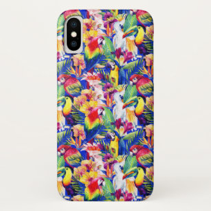 Waterverf parrots iPhone x hoesje