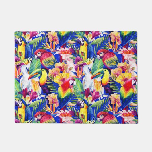 Waterverf parrots deurmat (Voorkant)