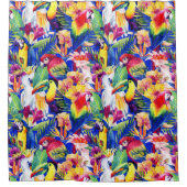 Waterverf parrots douchegordijn (Voorkant)