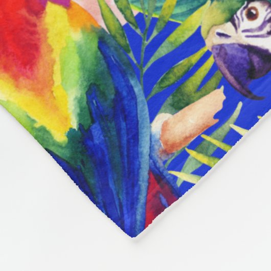 Waterverf parrots fleece deken (Hoek)