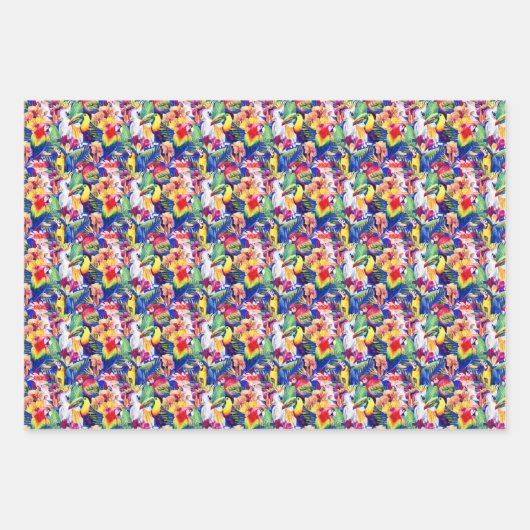 Waterverf parrots inpakpapier vel (Voorkant)