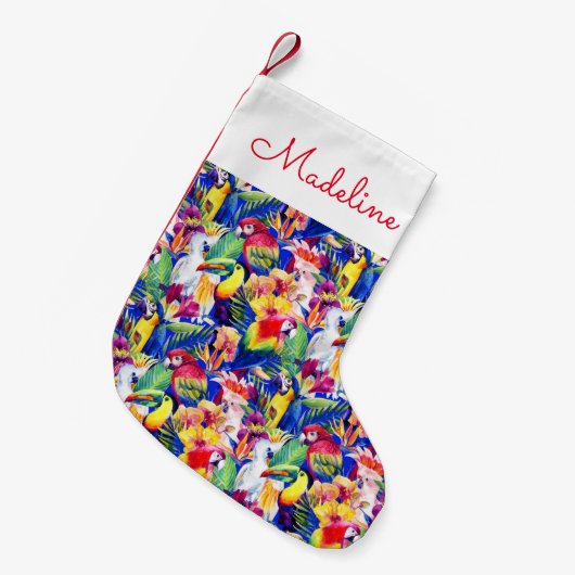 Waterverf parrots | Jouw namen toevoegen Kleine Kerstsok (Voorkant (Hangend))