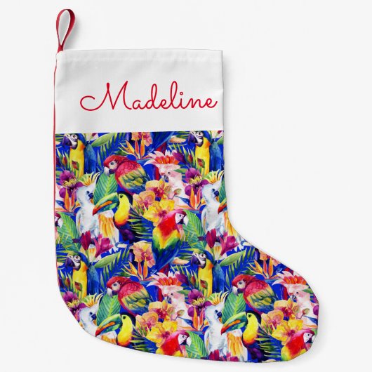 Waterverf parrots | Jouw namen toevoegen Kleine Kerstsok (Voorkant)