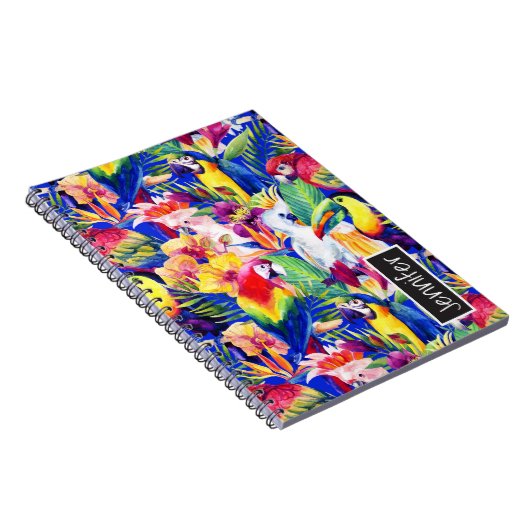 Waterverf parrots | Jouw namen toevoegen Notitieboek (Rechterzijde)