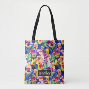 Waterverf parrots   Jouw namen toevoegen Tote Bag