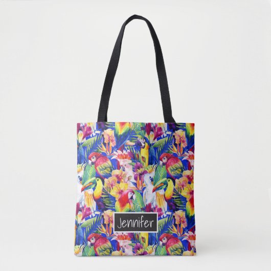 Waterverf parrots | Jouw namen toevoegen Tote Bag (Voorkant)