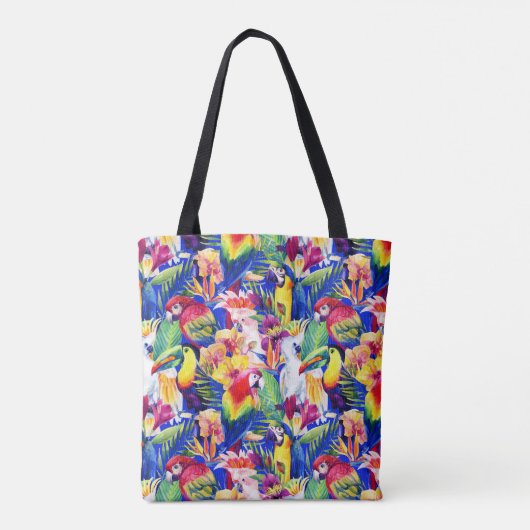 Waterverf parrots | Jouw namen toevoegen Tote Bag (Achterkant)