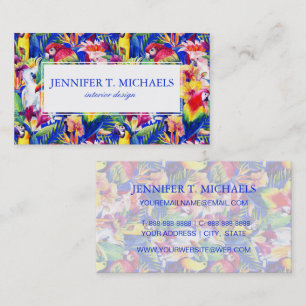 Waterverf parrots   Jouw namen toevoegen Visitekaartje