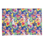 Waterverf parrots kussensloop (Voorkant-Rechts)