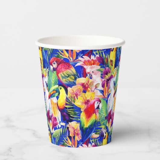 Waterverf parrots papieren bekers (Achterkant)