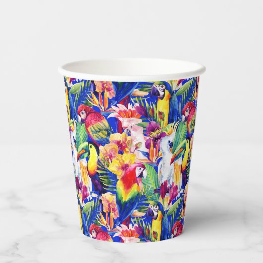 Waterverf parrots papieren bekers (Achterkant)