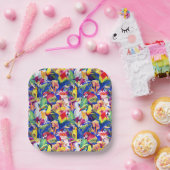 Waterverf parrots papieren bordje (Feest)