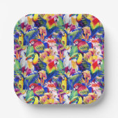 Waterverf parrots papieren bordje (Voorkant)