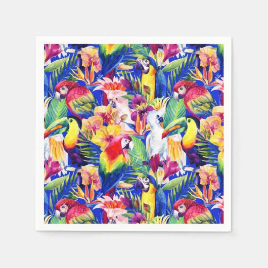 Waterverf parrots servet (Voorkant)