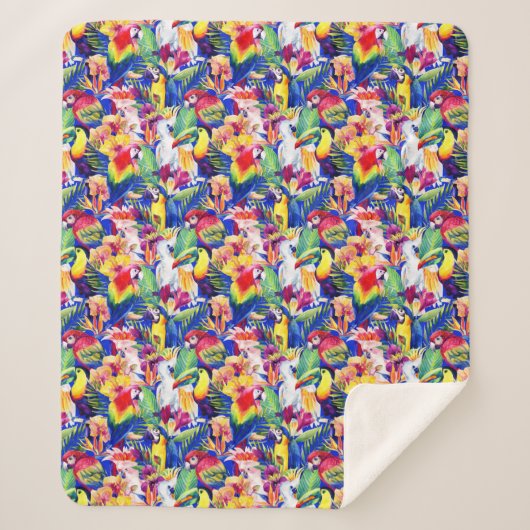 Waterverf parrots sherpa deken (Voorkant)