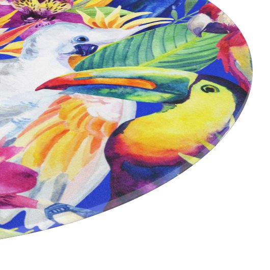 Waterverf parrots snijplank (Hoek)