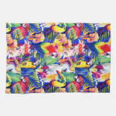 Waterverf parrots theedoek (Horizontaal)