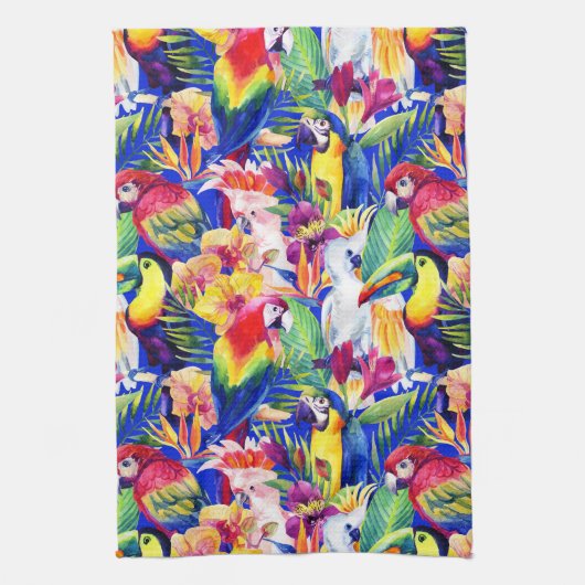 Waterverf parrots theedoek (Verticaal)