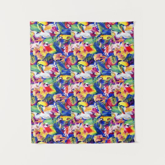Waterverf parrots wandkleed (Voorkant)