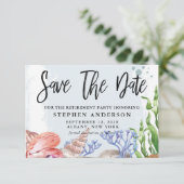 Waterverf partij bij kustpensionering behalve datu save the date (Staand voorkant)