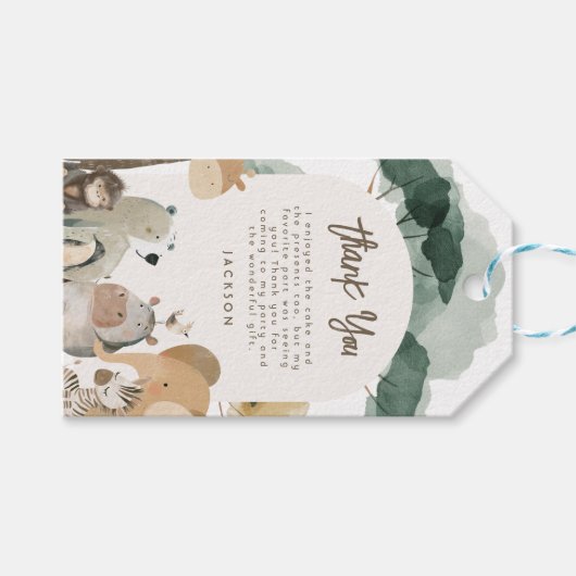 Waterverf Party Dieren Foto Verjaardagsfeest Cadeaulabel (Voorkant (Horizontaal))