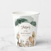 Waterverf Party Dieren Foto Verjaardagsfeest Papieren Bekers (Achterkant)