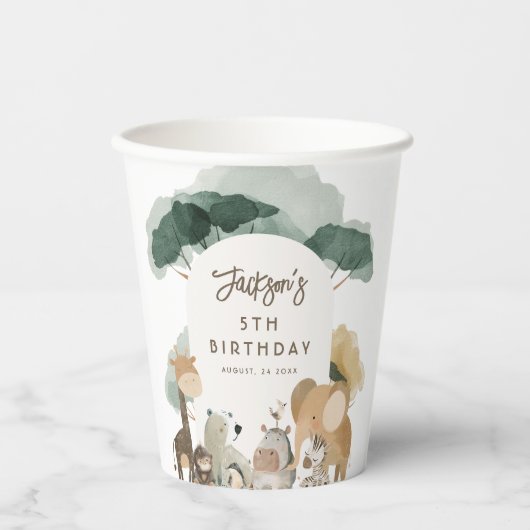 Waterverf Party Dieren Foto Verjaardagsfeest Papieren Bekers (Voorkant)