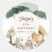 Waterverf Party Dieren Foto Verjaardagsfeest Ronde Sticker (Voorkant)
