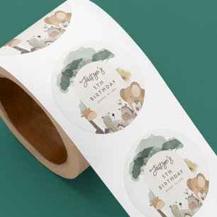 Waterverf Party Dieren Foto Verjaardagsfeest Ronde Sticker