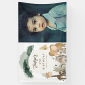 Waterverf Party Dieren Foto Verjaardagsfeest Spandoek (Verticaal)