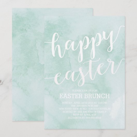 Waterverf Pasen branders uitnodigingen binnenparti (Voorkant / Achterkant)