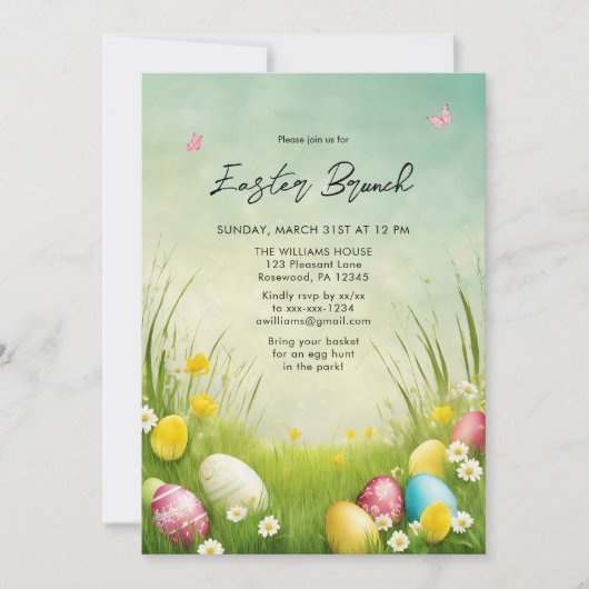 Waterverf Pasen Brunch Egg Hunt Kaart (Voorkant)