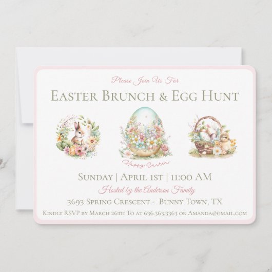 Waterverf Pasen Brunch Egg Hunt Kaart (Voorkant)