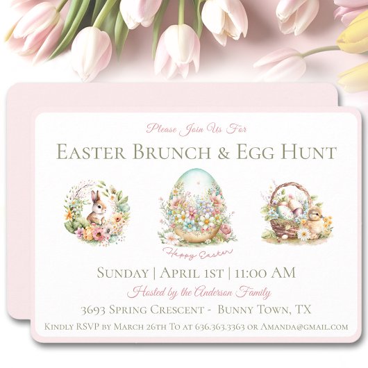Waterverf Pasen Brunch Egg Hunt Kaart
