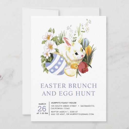 Waterverf Pasen Brunch Egg Hunt Kaart (Voorkant)