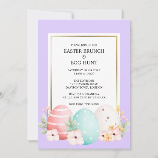 Waterverf Pasen Brunch & Eierzoektocht Kaart (Voorkant)