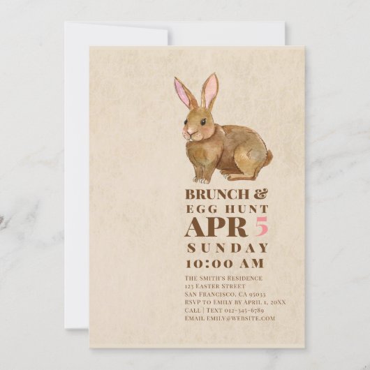 Waterverf Pasen Brunch en Egg Hunt Kaart (Voorkant)