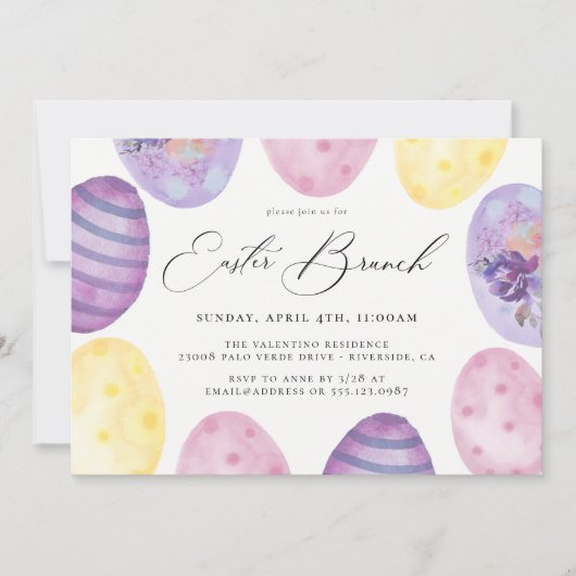 Waterverf Pasen Brunch Uitnodiging (Voorkant)