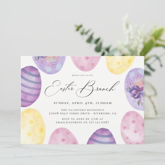 Waterverf Pasen Brunch Uitnodiging (Staand voorkant)
