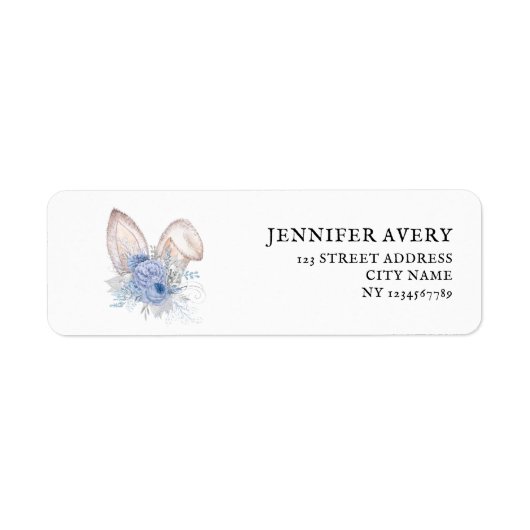 Waterverf Pasen Bunny Ears Etiket (Voorkant)